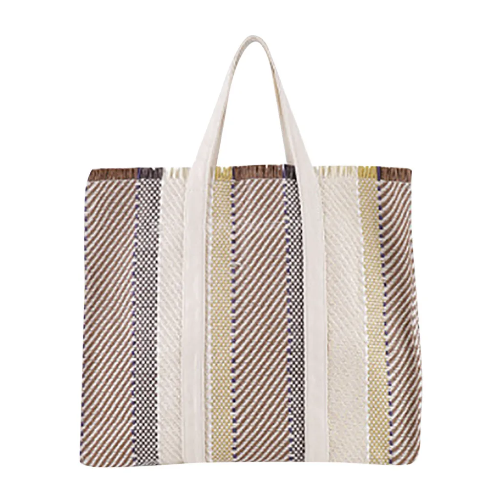 Для женщин сумки через плечо Модные соломенные тканые большая сумка тоут большой