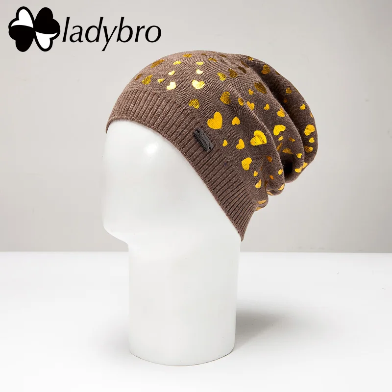 Женская шерстяная Шапка-бини Ladybro, женские головные уборы Skullies Beanies, зимние шапки для девочек, лыжная шапка, повседневная женская теплая вязаная шапка, модная - Цвет: 22803