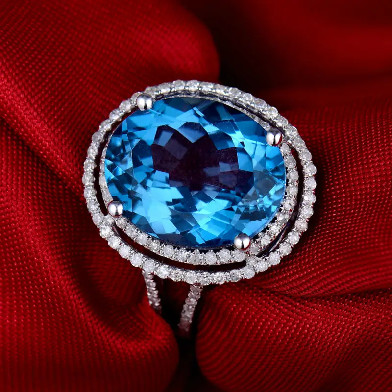 LOVERJEWELRY винтажные обручальные кольца 100% натуральный бриллиант Овальный топаз