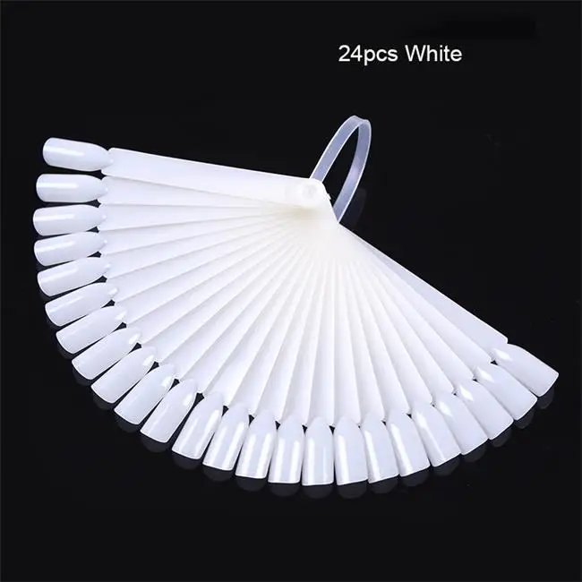 24pcs white 20 шт 32 шт цветные карты накладные ногти веер прозрачный белый дизайн ногтей Практика Дисплей инструменты - Цвет: 24pcs white