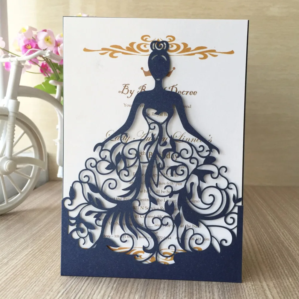 20 шт. изящные свадебные приглашения для девочек открытка на день рождения 15th's