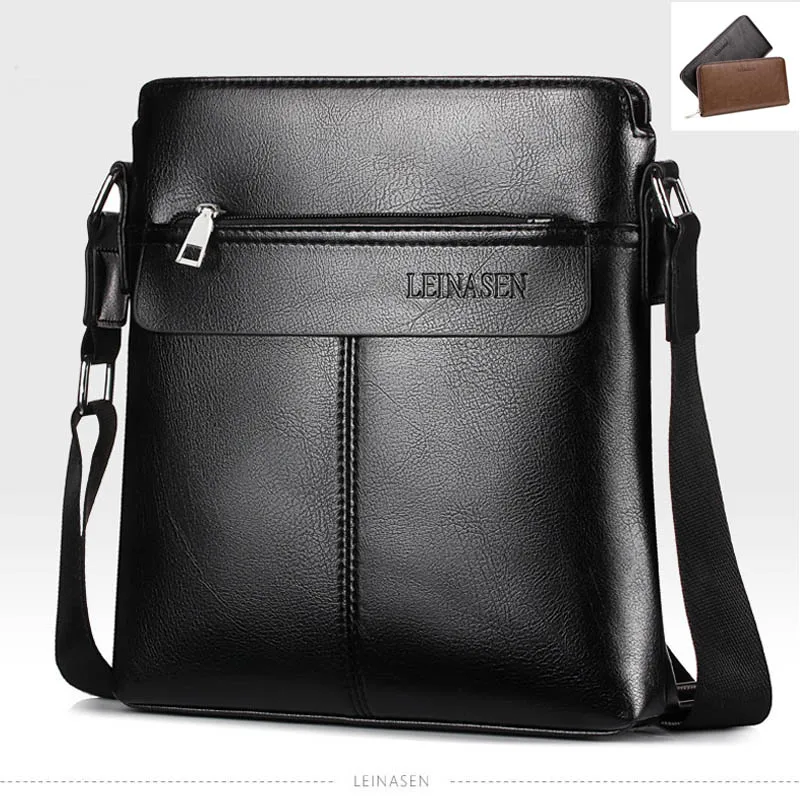 BALCK-WALLET Кожаный портфель maleta sacoche homme коричневый bolso hombre maletin cuero bolsa masculina для ноутбука, Офисные Сумки для мужчин - Цвет: BALCK-WALLET