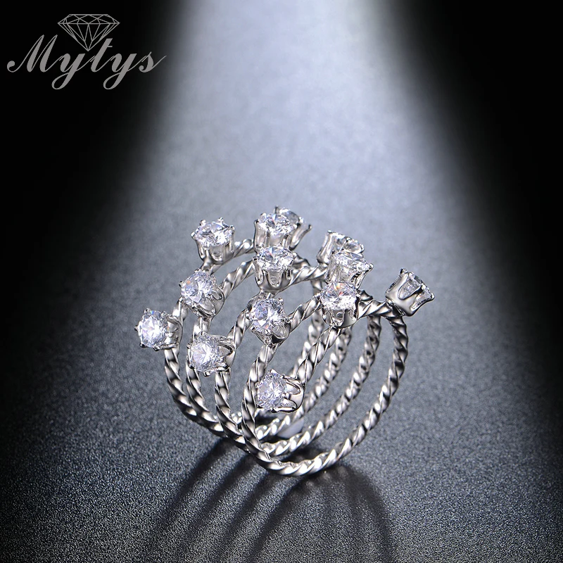 Mytys многослойное кольцо для пальцев с зубеком и цирконием женщин подарок R1081|finger