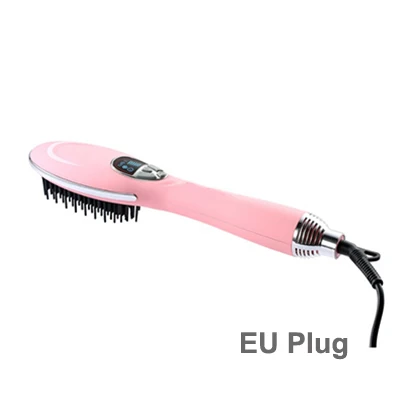 pink eu plug Керамика Анион Фен гребень теплый воздух дуя Волнистые Кудри прямые волосы Кондиционер Ручка Термостатические волосы электрический удар - Цвет: pink eu plug