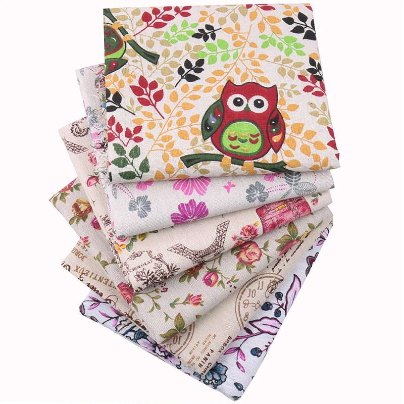 

Nanchuang 6Pcs/Lot Flower Printed Patchwork Cotton Linen Fabric For DIY Handicraft Sewing&Quilting Placemat Bag Material 25x45cm