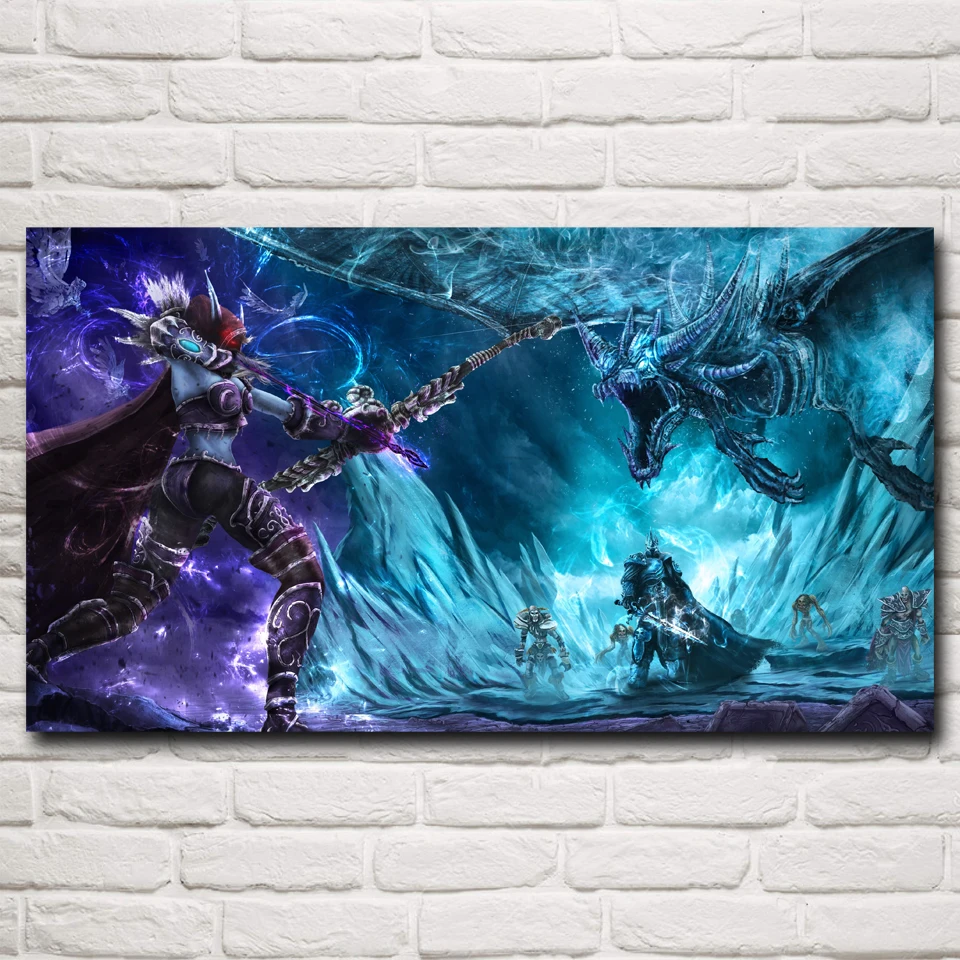 Foocome World of WoW Lich King Sylvanas Windrunner игра драконов постеры и принты шелковая картина