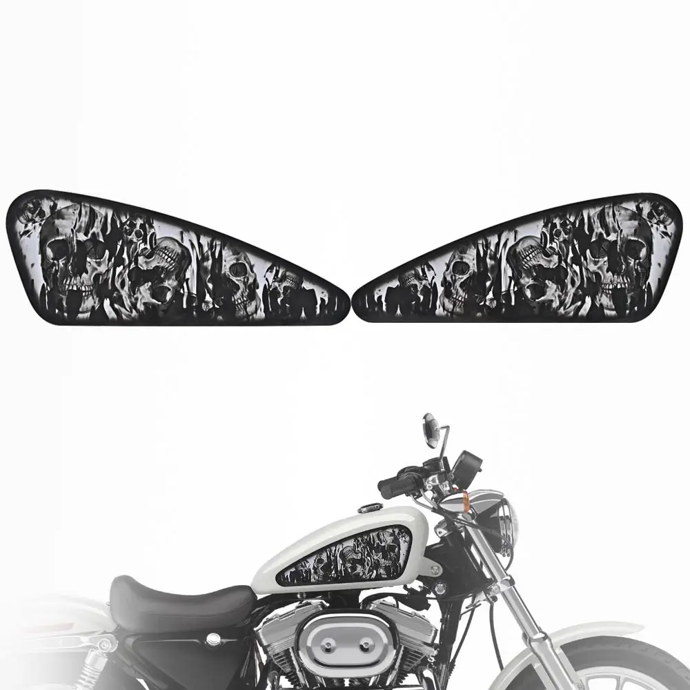 Мотоциклетная 3D наклейка на топливный бак с черным черепом для Harley XL 883 1200 48 72