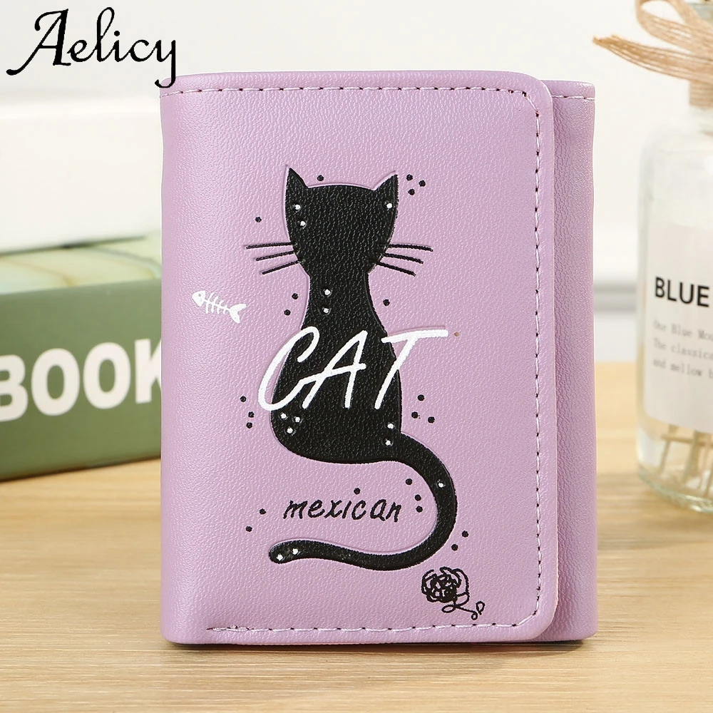 Aelicy женский простой короткий кошелек с кошкой для монет Высококачественная