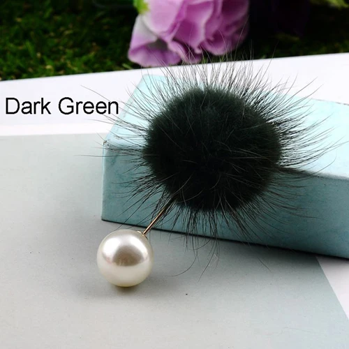 dark green shenglu 1 шт., винно-красная, черная очаровательная брошь из искусственного жемчуга, булавки для женщин, корейский меховой шарик, пирсинг, нагрудные булавки и броши, воротник, ювелирное изделие - Окраска металла: dark green shenglu