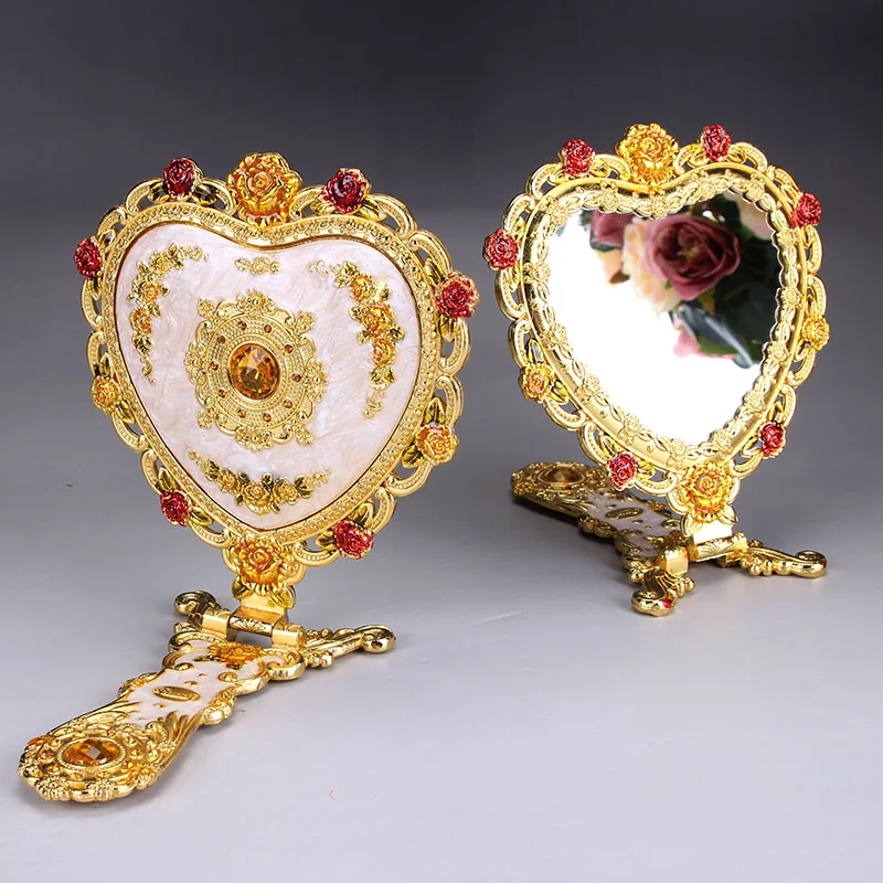 Оригинальное зеркало из олова и меди в стиле ретро с русским павлином настольное