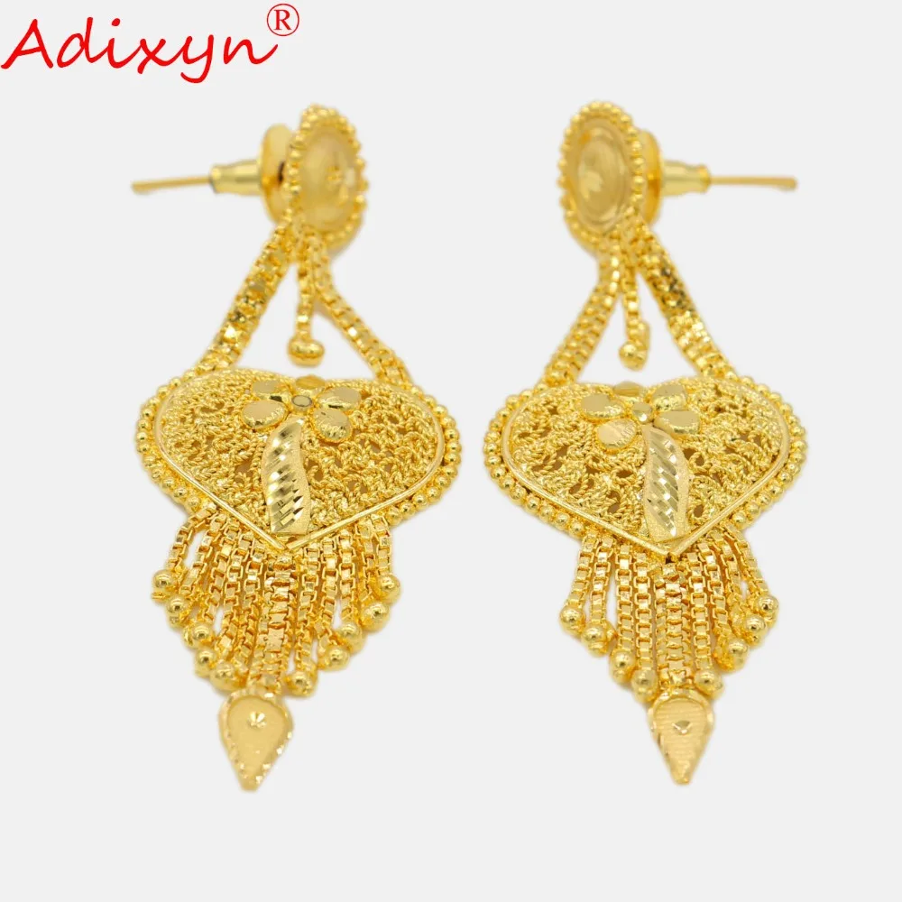 Adixyn кисточки Сердце ожерелье и серьги набор украшений для женщин золотой