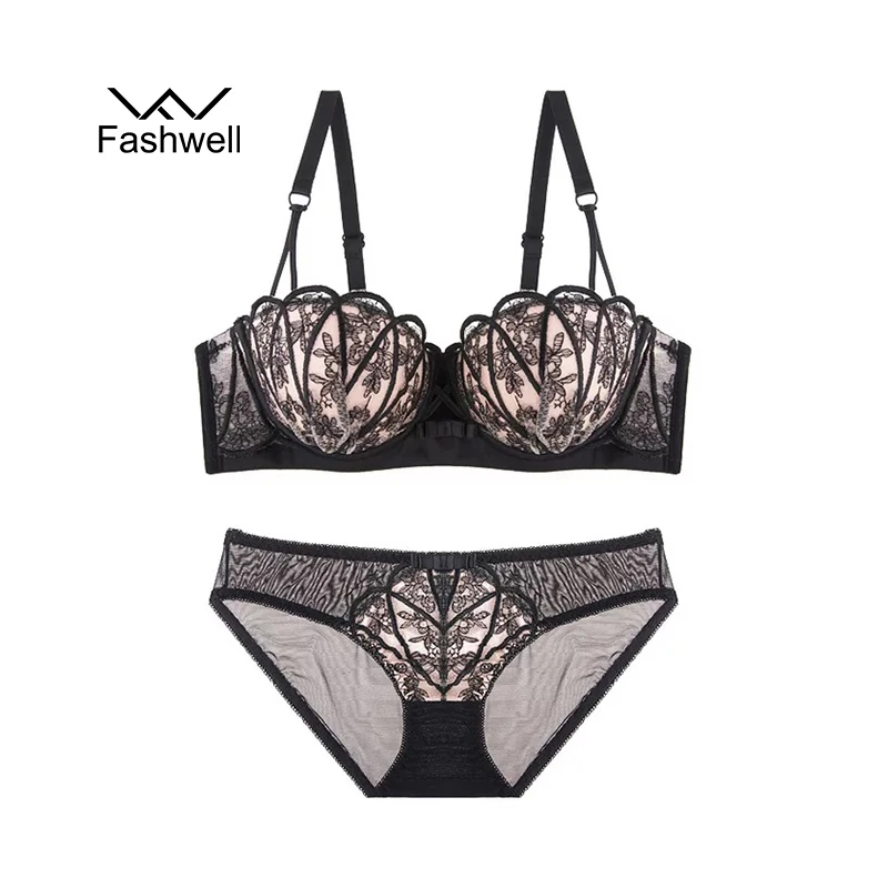 Fashwell Новый вышитый винтажный комплект нижнего белья Пуш Ап женское белье