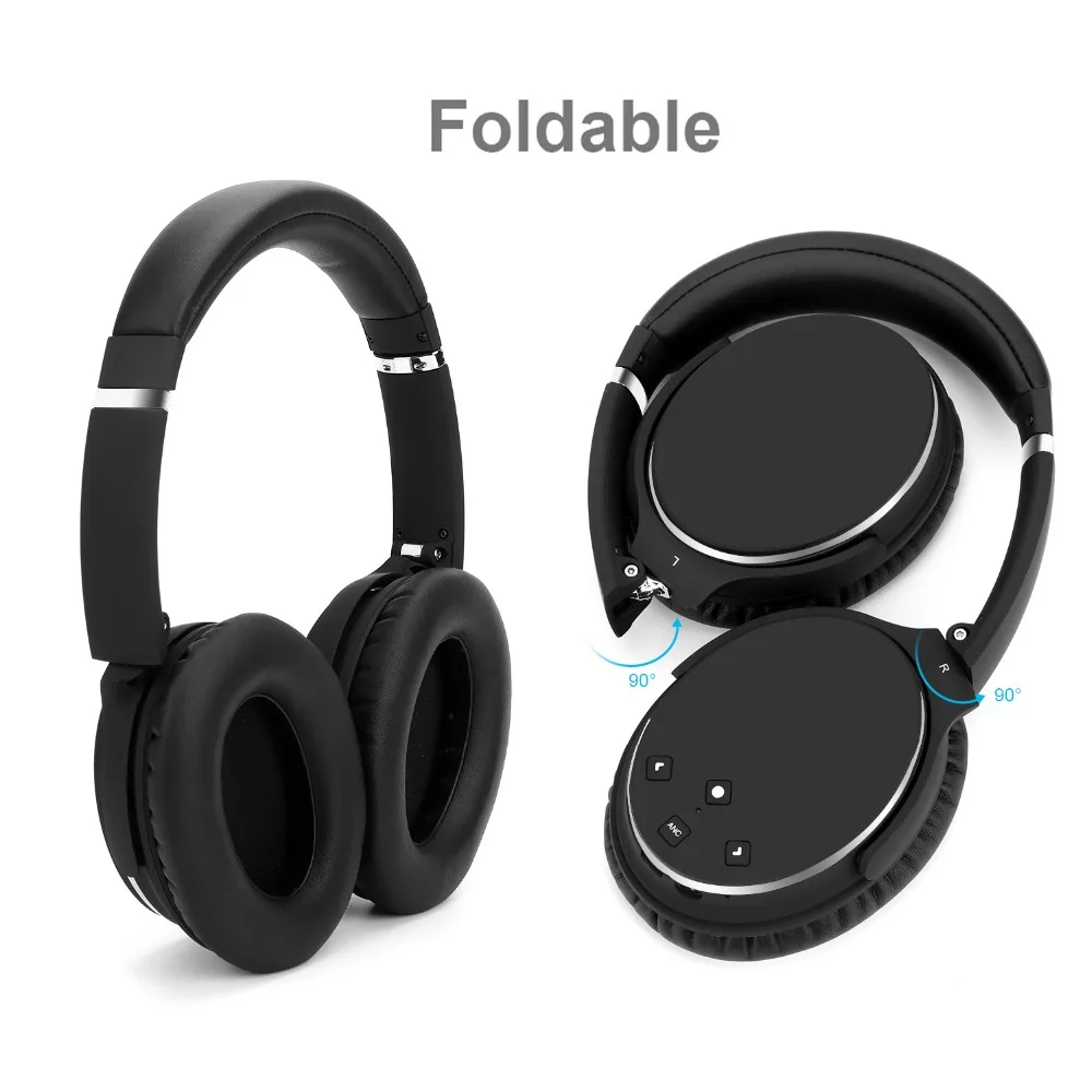 Bluetooth Беспроводные наушники с шумоподавлением Hifi складные ANC Накладные глубокие