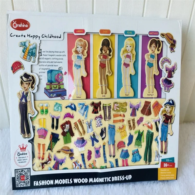 Милая игрушка пазл для девочек деревянное платье с чехлом хранения 63 предмета