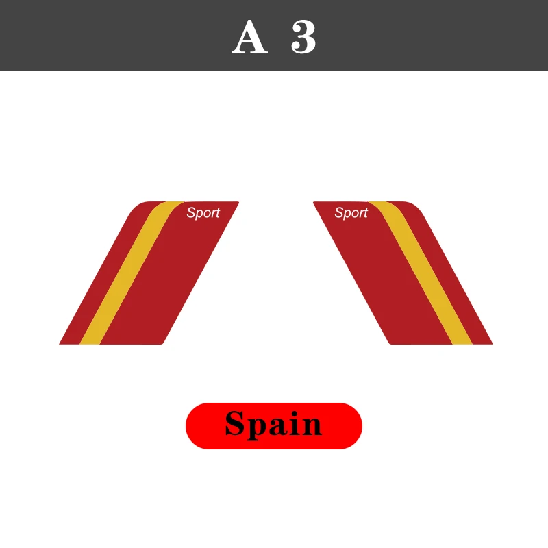 Spain 1 пара, 2 шт., виниловые наклейки на крыло автомобиля, наклейки на кузов автомобиля, украшение для Audi A4 A3 A5 A6 Q3 Q5 Q7, Стайлинг автомобиля - Название цвета: Spain