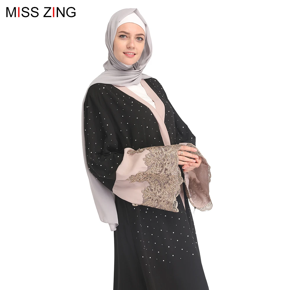 Новое платье Miss Zing с вышивкой мусульманской Абайи сетчатый кардиган туника