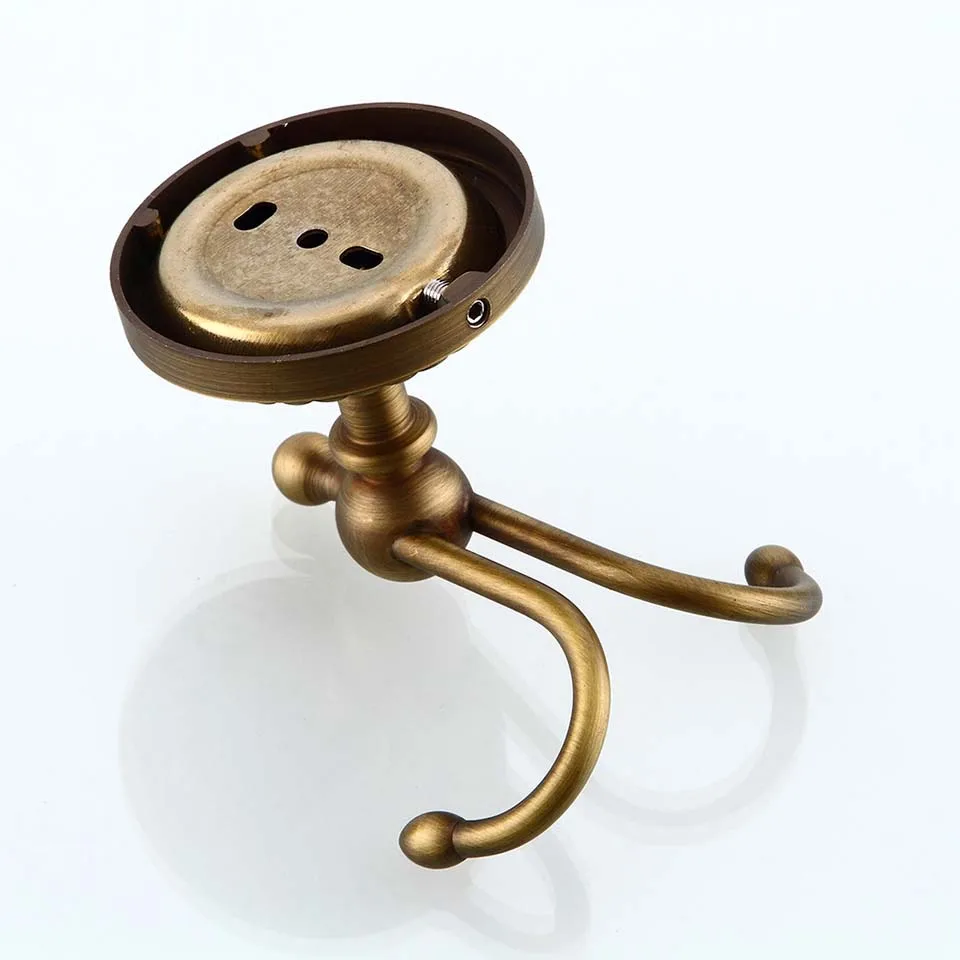 Free Shipping Bathroom Accessories Robe Hook Double Hooks Hanger Retro Brushed Brass | Обустройство дома