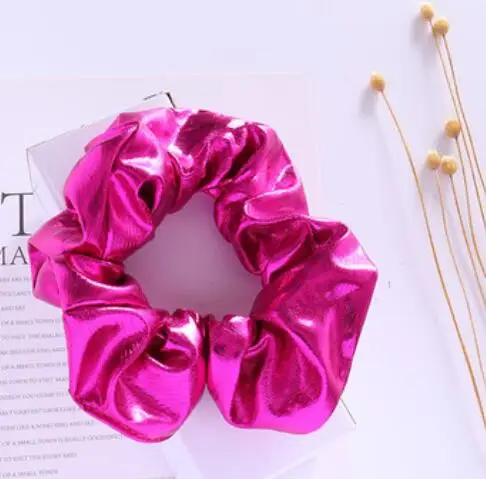 Rose Модные женские красивые Однотонные резинки для волос, милые металлические резинки для волос, резинки для волос для девушек, аксессуары для волос, держатель для конского хвоста - Цвет: Rose