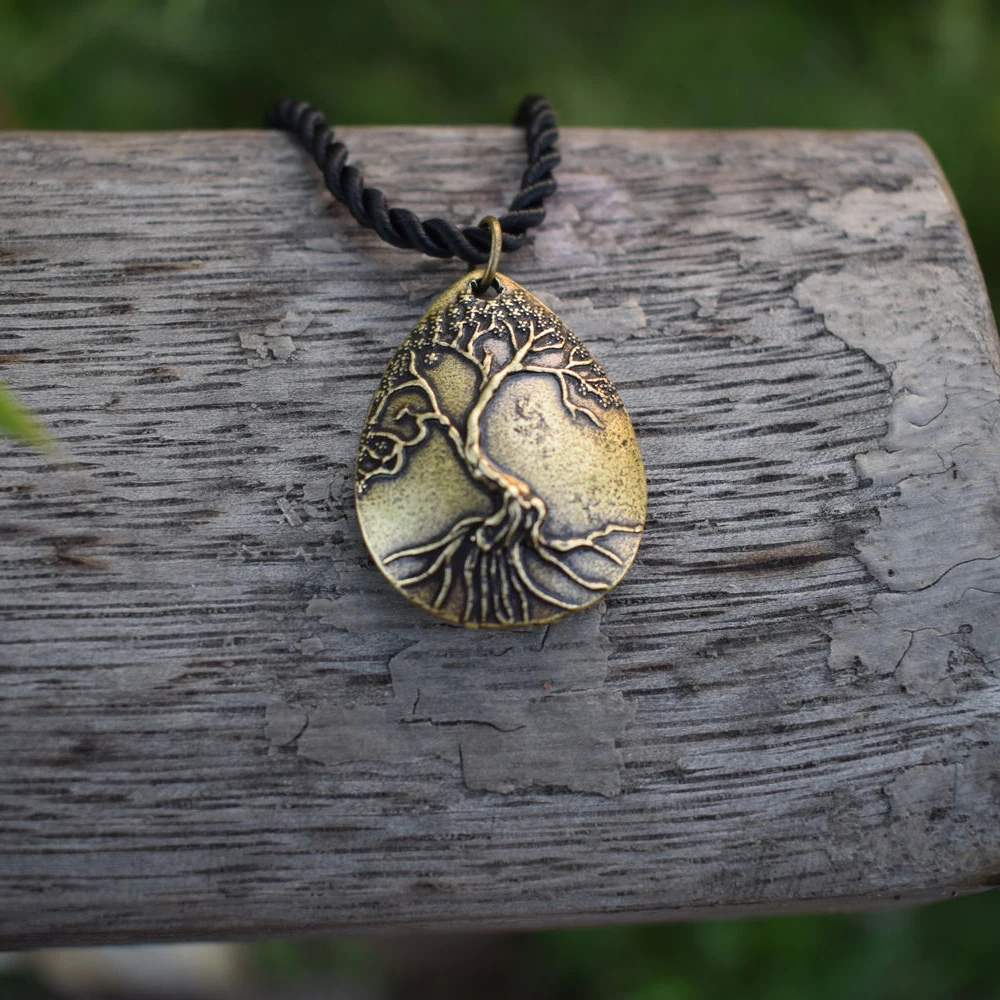 Ожерелье с подвеской Дерево жизни покрытое бронзовыми капельками воды семейная