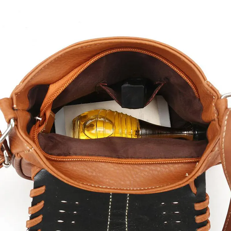 Женская винтажная сумка мессенджер из искусственной кожи с вырезами 9L02|handbag