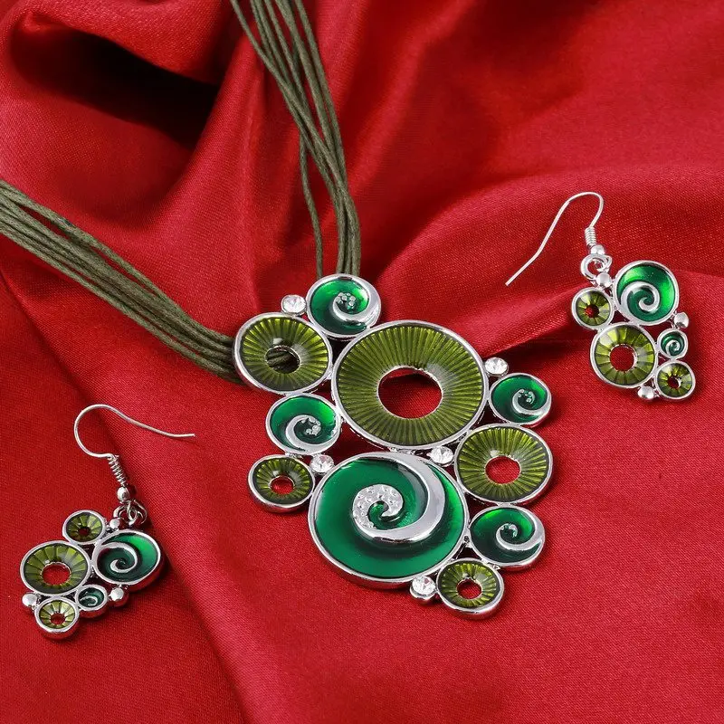 Ожерелье и серьги Многослойные женские с цветком из кожи|Ювелирные наборы| |