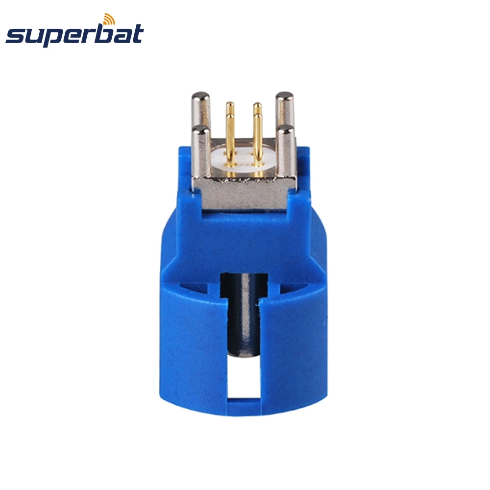 Superbat 10pcs Fakra C Blue HSD Female PCB Mount Straight 50 Ohm RF Coaxial Connector for Wireless and GPS Application
