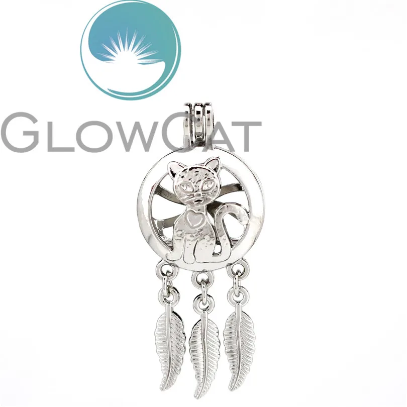 10X K783 Dream Catcher Elegant Cat Beads Cage Locket Pendant Essential Oil Diffuser Stone Pearl Jewelry Making | Украшения и