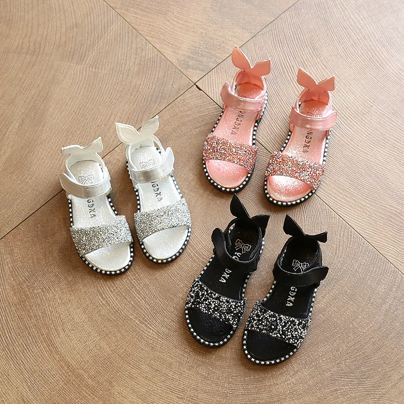 Children's Spring And Summer Girls Sequins Inlaid Rabbit Ears Princess Shoes Baby's Soft-soled Sandals Eur 21 - 36 #2 | Детская