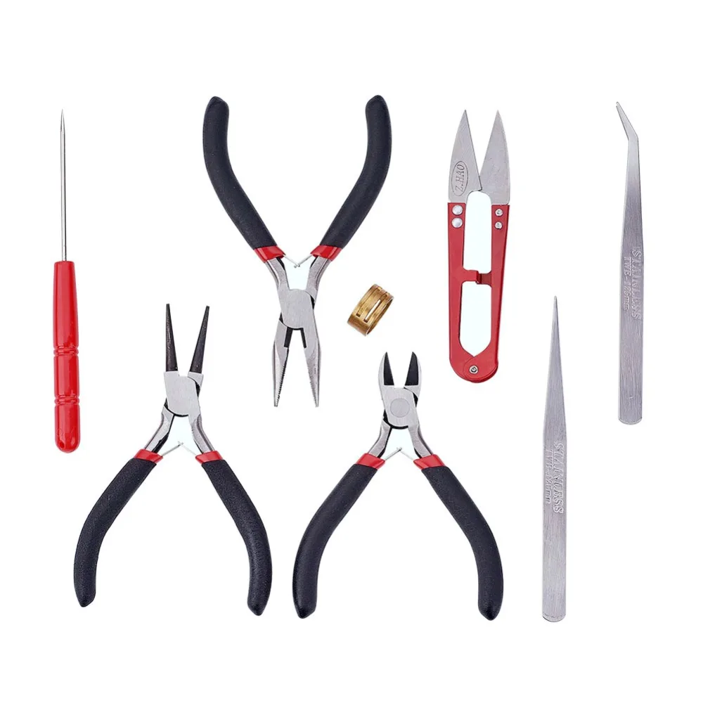 8 шт./компл. Jewelry Инструменты с слоев и ножницы Бисер Tool Kit для изготовления ювелирных изделий DIY Инструменты Вышивка Крестом Пакет beaders черный 155x110x35 мм