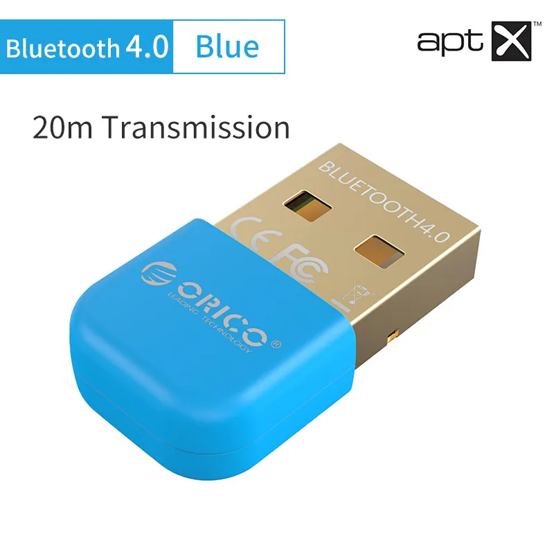Blue ORICO USB Bluetooth адаптер Bluetooth 4,0 ключ aptx музыкальный звуковой приемник адаптер до 20 м беспроводной диапазон для Windows компьютера - Цвет: Blue
