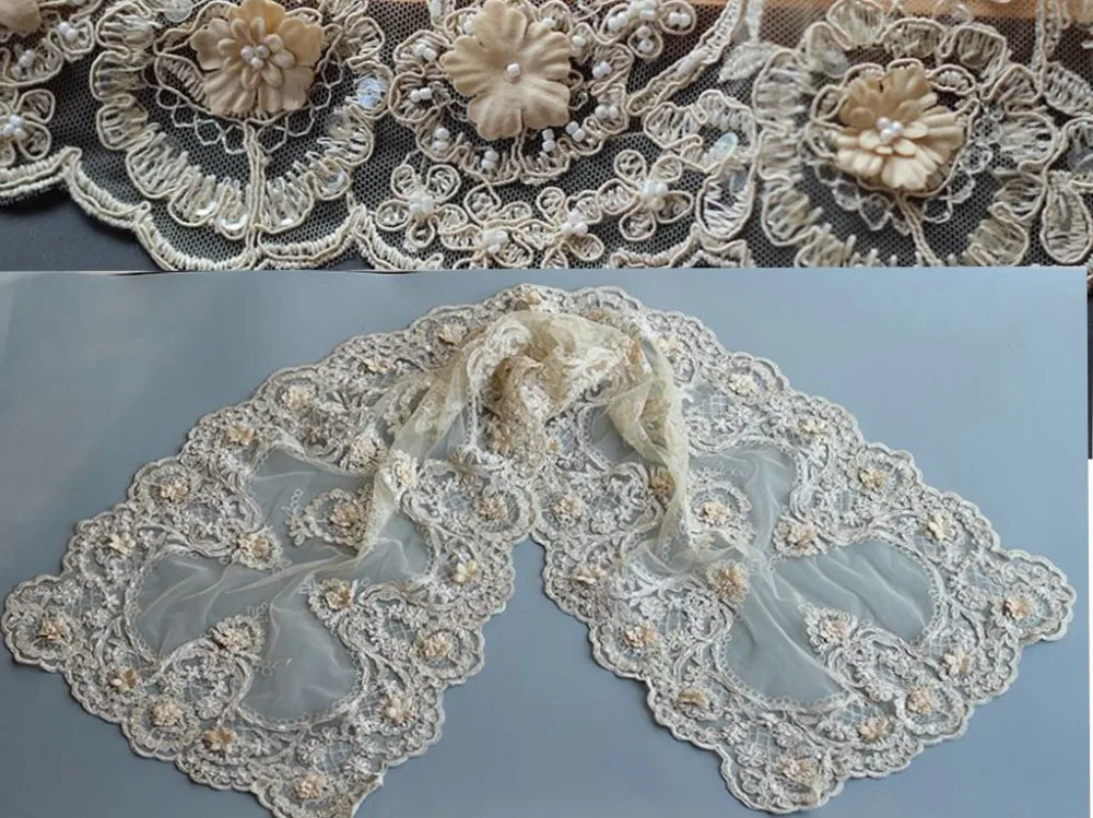 Роскошная кружевная скатерть расшитая бисером 3Dflowers ручная работа лист Doilies Alencon