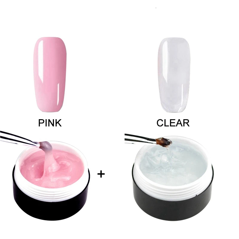 1 Clear 1 Pink MIZHSE, УФ-гель, полигелевые ногти, полигели, набор для ногтей, жидкий полигель, набор для наращивания ногтей, акриловое покрытие, УФ-смола, строительный гель - Цвет: 1 Clear 1 Pink