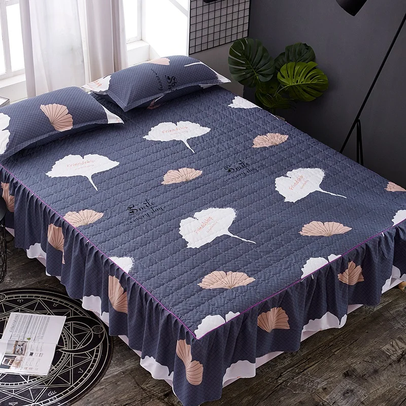 Многоцветная юбка для кровати Плотные хлопковые покрывала больших размеров с