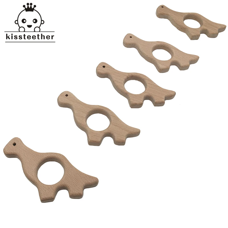 Brachiosaurus-mordedor para beb&eacute;, joyer&iacute;a artesanal, colgantes, collar, pulseras, accesorios, mordedor de madera de dinosaurio sin BPA-4