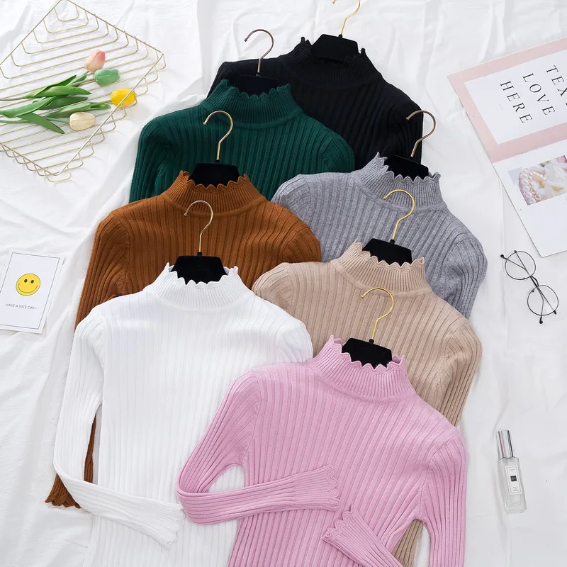 Новинка 2019 вязаный свитер с высоким воротником Модный женский осенний