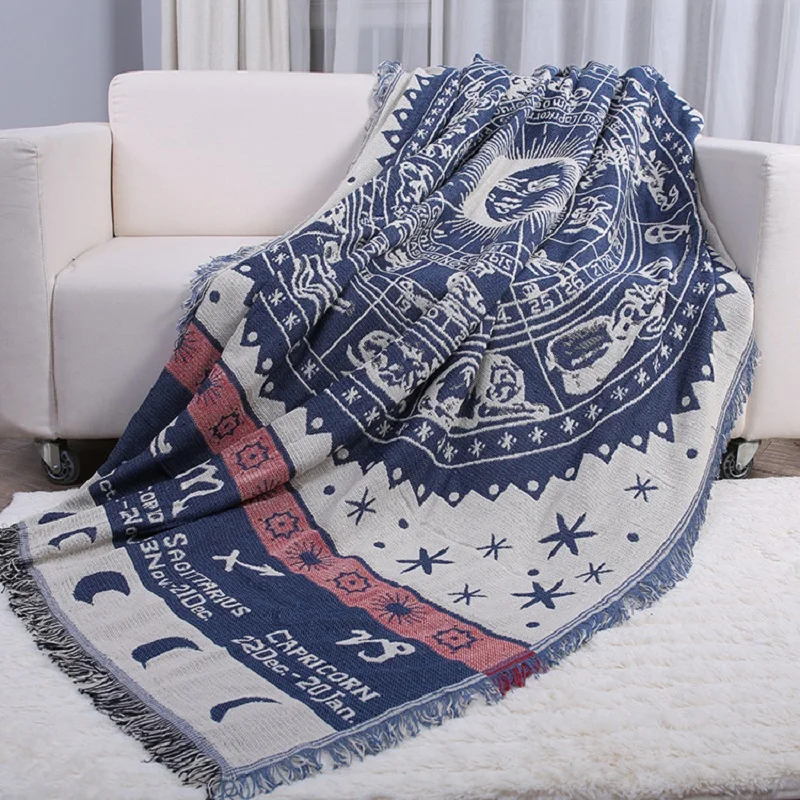 New Quality Thick Cotton Line Constellation Knit Blanket Super Soft On The Bed Multi-functional Sheets For Sofa | Дом и сад