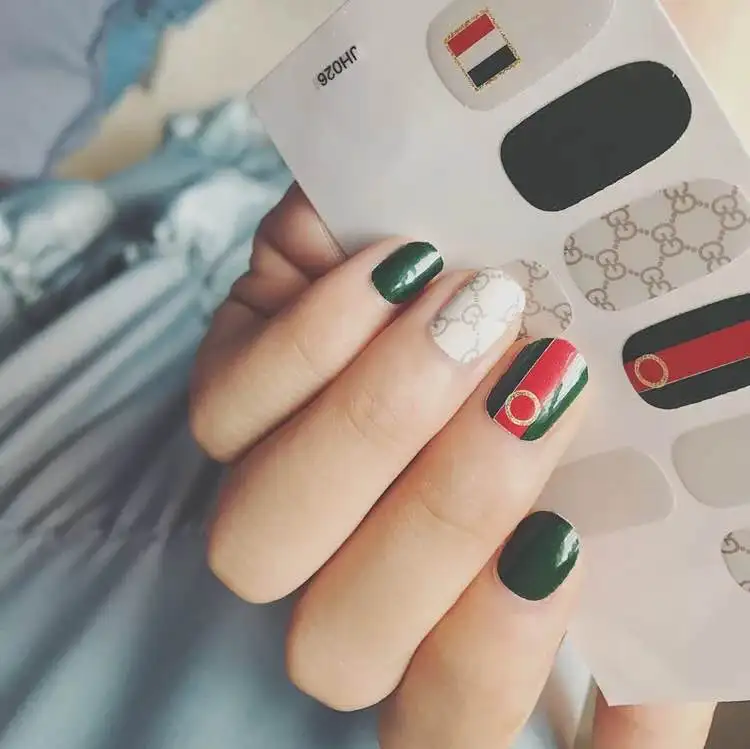 

14 Styles Set Nail Wraps Full Cover Adhesive Nail Art Stickers Beauty Polish Decals Nails Decorations 14 Tips