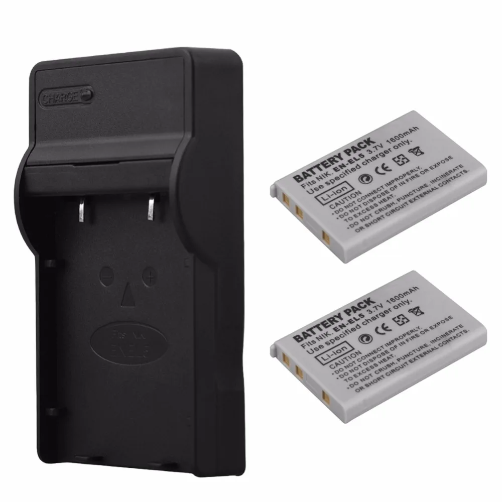 Аккумулятор для фотоаппарата 1600 мАч с зарядным устройством USB Nikon Coolpix P4 P80 P90 P100 P500