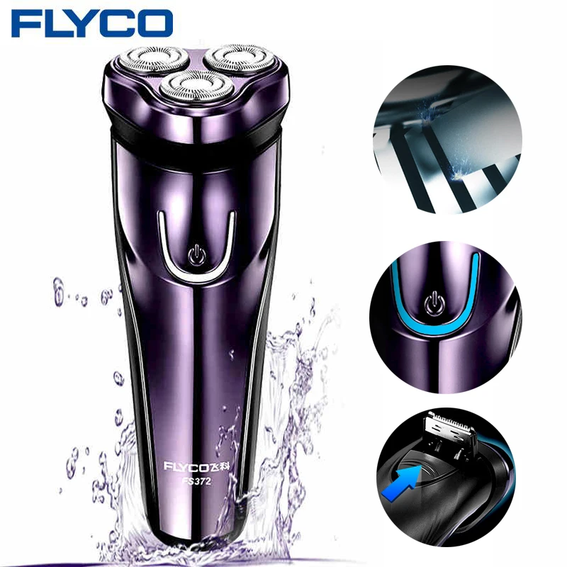 FLyco электробритва с 3D плавающими головками моющаяся Бритва Электрический светодиодный дисплей для бритья для мужчин FS372