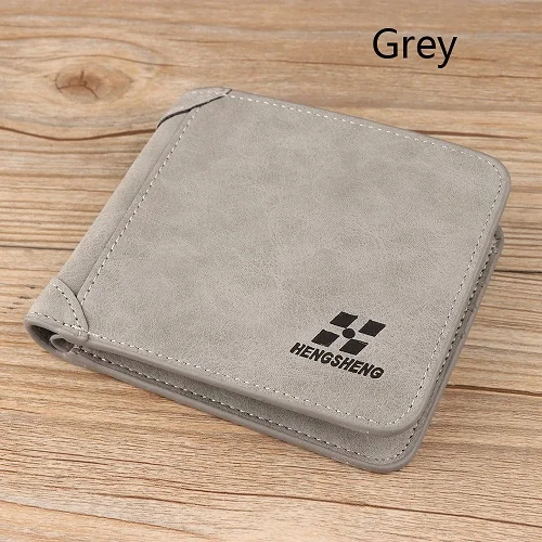 grey 1 шт., модный мужской кошелек из искусственной кожи, двойной кошелек, ID, кредитный держатель для карт, клатч, двойные карманы для монет, портативный короткий кошелек - Цвет: grey