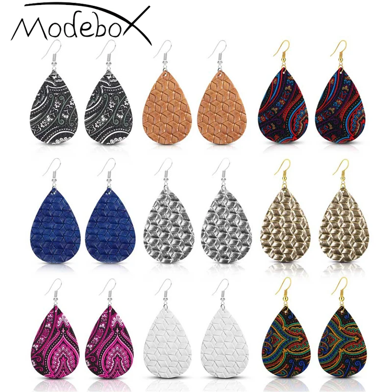Modebox PU Ван серьги Gogh без исключения твердая картина длинная водяная капля для