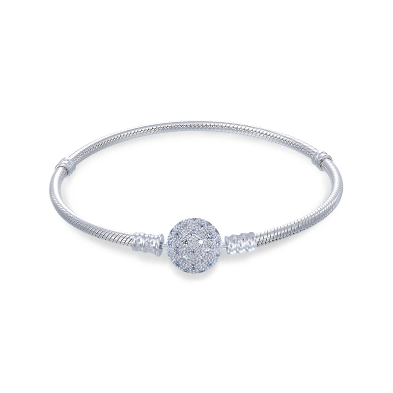 Bracelet with round zigzag buckle inlaid with zircon 925 Sterling Silver Bracelets JCL007 - Окраска металла: Soft bracelet
