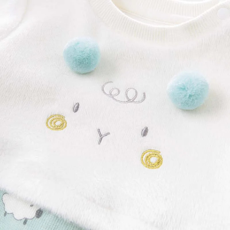 DBH9194 dave bella autumn new born baby sheep print long sleeve romper infant toddler jumpsuit children boutique 1 piece |
