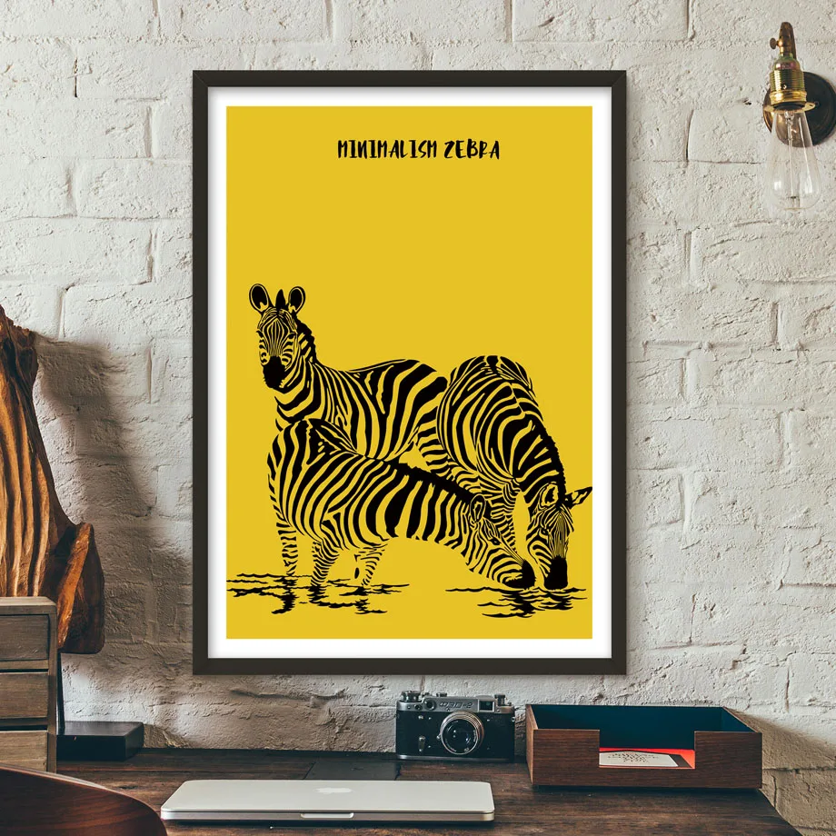 Настенная живопись на холсте желтая настольная лампа зебра модные цитаты