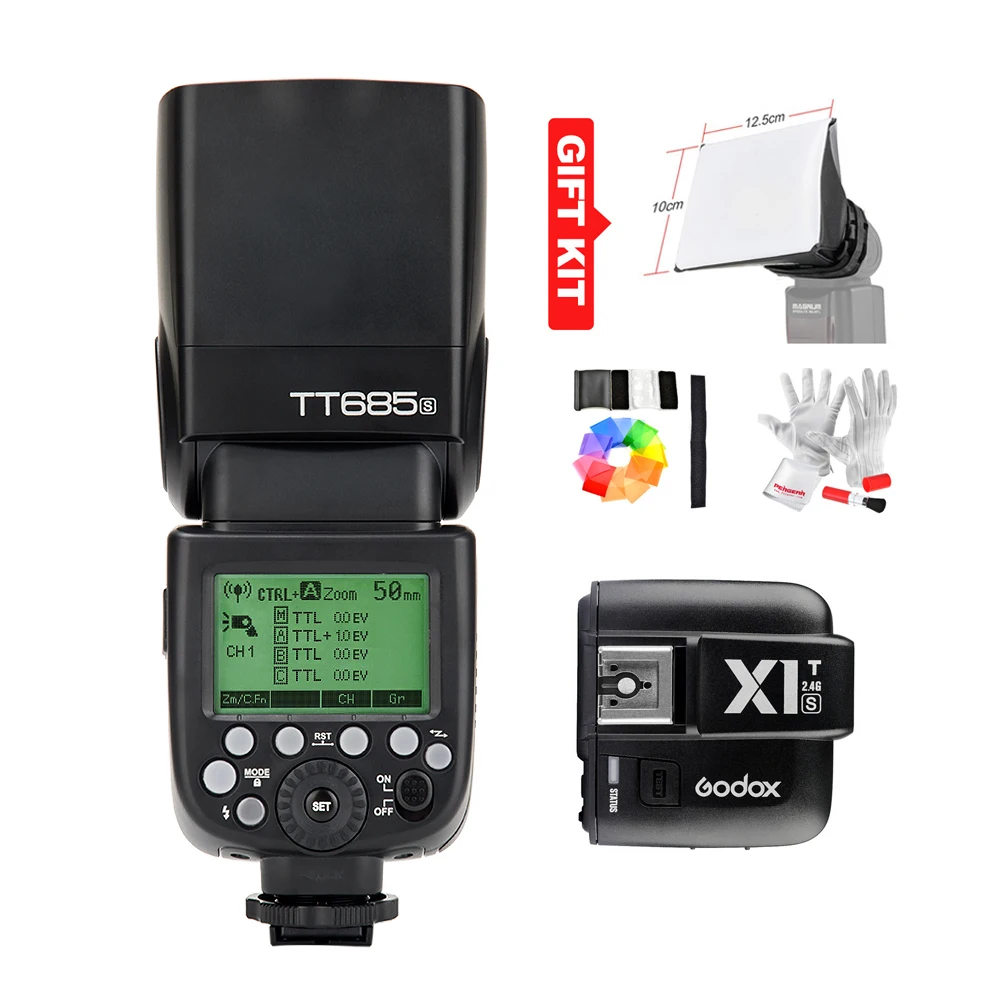 Фотовспышка Godox TT685S Speedlite Flash светильник GN60 1/8000s HSS ttl+ X1T-S Flash Trans mi tter(mi Shoe) для sony A58 A7RII A7II A99 A7R