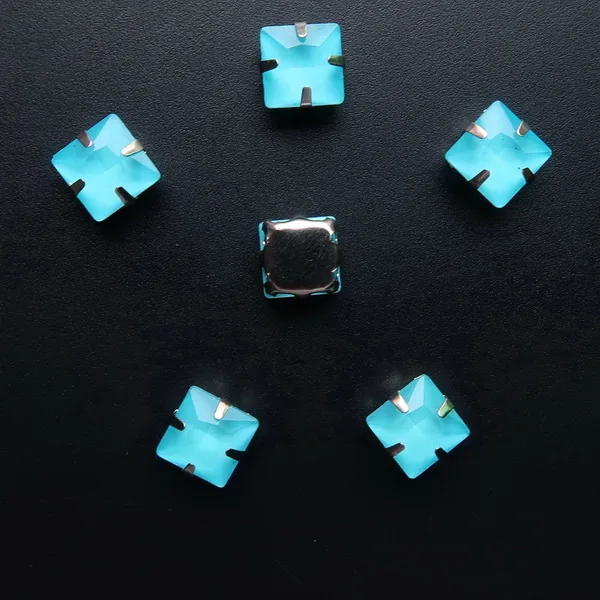 A4 Aquamarine Милый Серебряный металлический коготь 50 шт/п желе конфеты и AB цвета стекло кристалл 8 мм квадратной формы пришить стразы свадебное платье diy отделка - Цвет: A4 Aquamarine