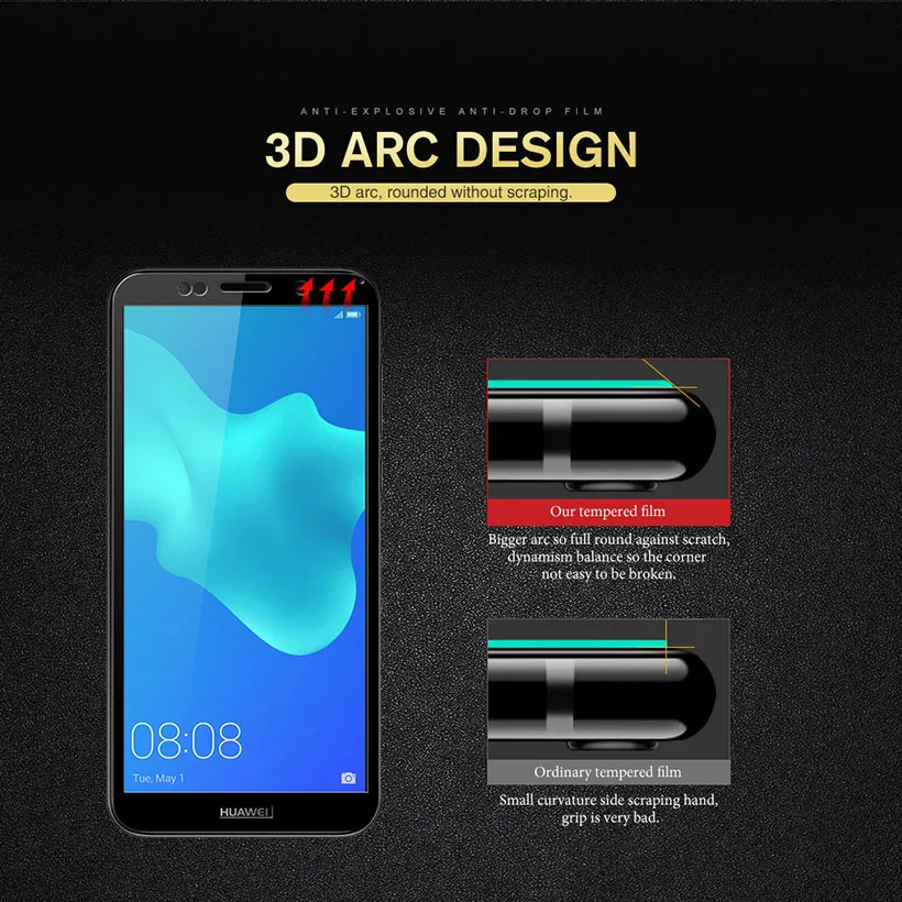 Закаленное стекло 9 H для Huawei Y5 Prime 360 huawey y 5 lite hauwei y7 huawie y9 2018 huwei 7 9|Защитные стёкла и