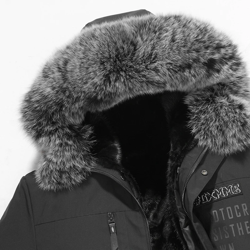 

Genuine mink fur coat real fur jacket men coat fox fur collar Russia winter men