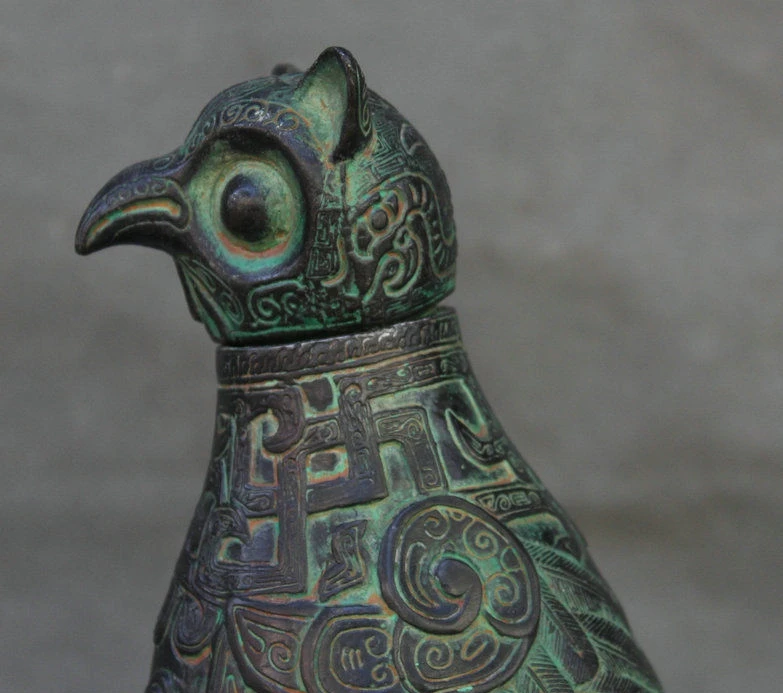 8 &quotкитайская Бронзовая фэншуй Сова Птица Минервы Ночная винный горшок сосуд