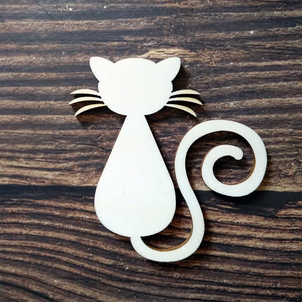 10 шт. деревянные подвески в виде кошки|Статуэтки и миниатюры| |